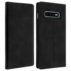 Avizar Funda Tipo Libro Billetera Vintage Negra para Samsung Galaxy S10