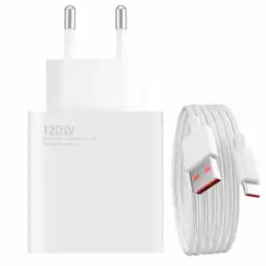 Cargador De Red Usb 120w Carga Rápida Con Cable Usb-c 1m Xiaomi Blanco