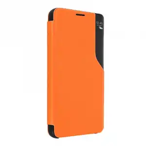 Funda Galaxy S23 Ventana De Visualización De La Hora Soporte Vídeo Naranja