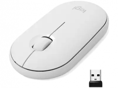 Ratón inalámbrico - Logitech M350, Para PC, Mac, Linux, Bluetooth, Receptor nano-USB, Óptico, Blanco