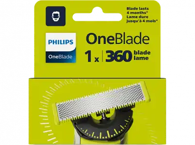 Recambio para afeitadora - Philips QP410/50, Cuchilla 360, Para todos los mangos OneBlade*, Negro