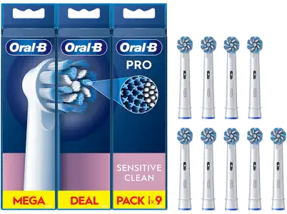 Recambio para cepillo dental - Oral-B Pro Sensitive Clean, Cabezales De Recambio, 9 Unidades