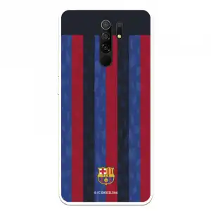 Funda Para Xiaomi Redmi 9 Del Fc Barcelona Fondo Rayas Verticales - Licencia Oficial Fc Barcelona