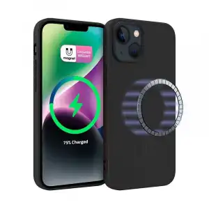 Icoveri Funda Silicona con Círculo Magnético Negra para iPhone 15