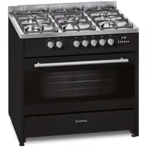 Meireles G 910 BL Cocina de Gas Butano/Propano 5 Zonas 90cm + Horno de Gas de 116L Negra