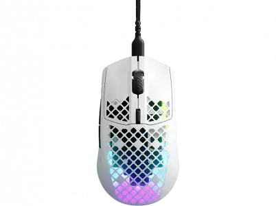 Ratón gaming - SteelSeries Aerox 3 White, Por cable, 8500 CPI, Óptico, USB-C, AquaBarrier, IP54, Blanco