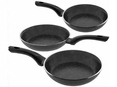 Set de sartenes - Jata Fuji SF1 182226, Inducción, Antiadherente, 18cm, 22cm, 26cm, Negro