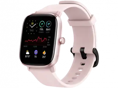 Smartwatch - Amazfit GTS 2 Mini Flamingo Pink, 20 mm, 1.55" AMOLED, Aleación de aluminio, iOS y Android, Rosa