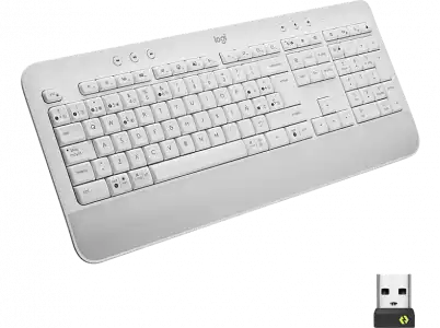 Teclado - Logitech Signature K650, Bluetooth, USB, Reposamanos, Ergonómico, numérico, PC/Mac, Teclas de acceso directo, Blanco