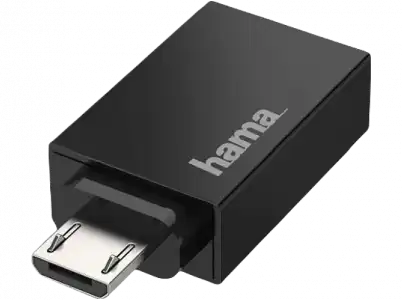 Adaptador USB - Hama 00200307, OTG, Micro-USB Plug, Socket, 2.0, 480 Mbit/s, Negro