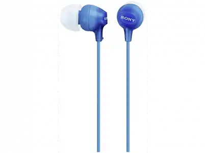 Auriculares de botón - Sony MDR-EX15LPLI, 8Hz 22.000Hz, 100dB/mW, Botón, Tapones Silicona, Iman Neodimio, Azul