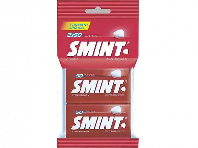 Caramelos - Smint Twinpack, Sabor Fresa, Sin gluten, Azúcar, 2x50 unidades, 70g