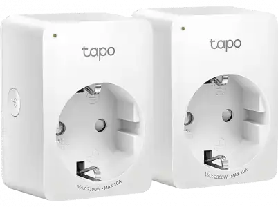 Enchufe inteligente - TP-Link Tapo P100 pack 2, Control por voz, Alexa, Asistente Google, WiFi, Blanco