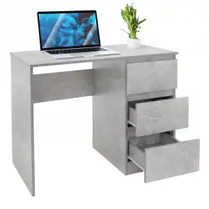 ML-Design Escritorio Con 3 Cajones 90x76x50cm Gris
