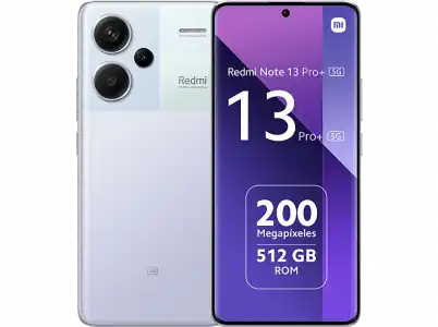 Móvil - Xiaomi Redmi Note 13 Pro+ 5G, Aurora Purple, 512 GB, 12 GB RAM, 6.67" AMOLED 1.5K, MediaTek Dimensity 7200, 5000 mAh, Android