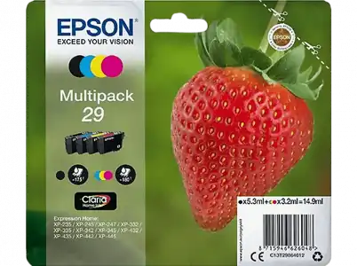 Pack Cartucho de tinta - Epson C13T29864020 Fresa, 29 cartuchos, CMYK