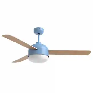 Universal Blue Vento Ventilador de Techo WiFi con Luz LED y Mando Aspas Reversibles 70W Azul/Madera/Blanco