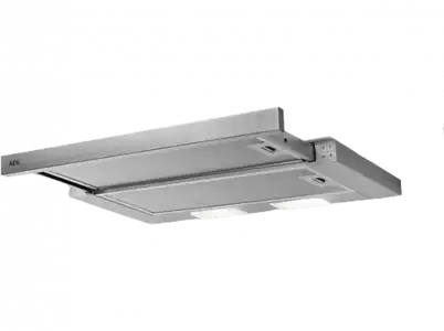 Campana extraíble - AEG DPB3632S, Telescópica, 3 velocidades, 410 m³/h, Luces LED, 60 cm, Inox