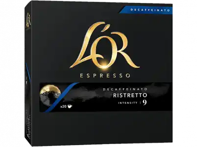 Cápsulas monodosis - L'OR Ristretto Decaffeinato, Intensidad 9, Pack 20 unidades