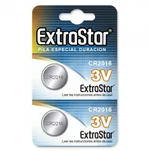 Extrastar Pack de 2 Pilas de Botón CR2016 3V