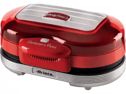 Máquina hamburguesas - Ariete Hamburger Maker Party Time, 1200 W, 2 Planchas, Rojo