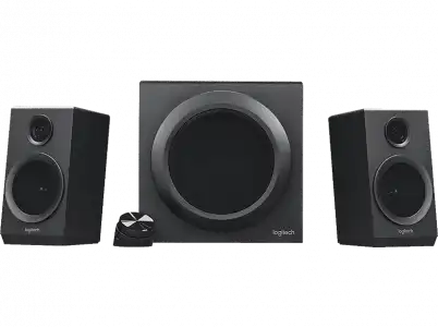 Sistema de altavoces - Logitech Z333, Subwoofer, 80W, 2.1, Graves ajustables, Entradas 3.5 mm y RCA, Negro