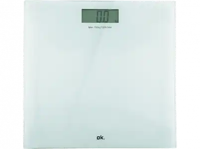 Báscula de baño - OK OPS 15122, LCD, Hasta 150 kg, Vidrio, Blanco