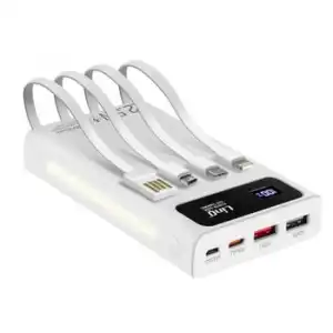 Batería 25800mah Cable De Respaldo 4en1 Puerto Usb 22.5w Y Usb C 20w Linq Blanco