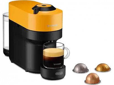 Cafetera de cápsulas - De'Longhi Nespresso Vertuo Pop ENV90.Y, 0.56 l, 1350 W, Tecnología Centrifugación, Amarillo Mango