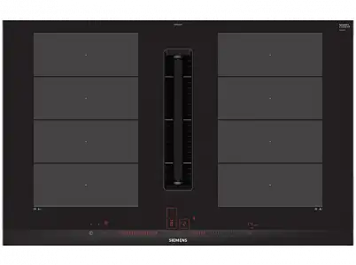 Encimera - Siemens EX875LX67E, Inducción con extractor integrado, 2 zonas Flex, 622m³/h, Negro