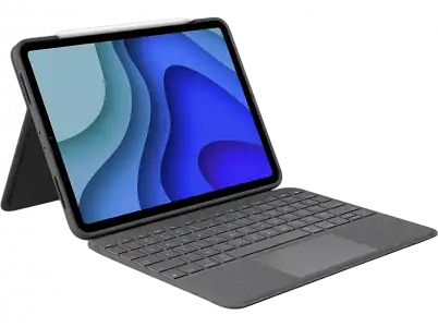 Funda con teclado - Logitech Folio Touch, para iPad Pro de 11 pulgadas (1ª, 2ª, 3ª y 4ª gen) Air (4ª 5ª gen), Teclado retroiluminado, Gris