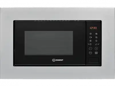 Microondas integrable - Indesit MWI 120 GX, 1000 W, 20 l, Encastrable con Marco Incluido, Función grill, Inox