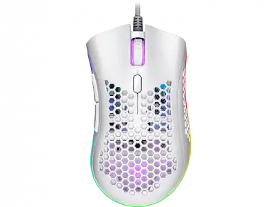 Ratón gaming - ISY IGM-4500-WT, Por cable, Iluminación LED RGB, 7200 ppp, Ultraligero, Blanco