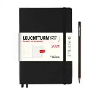 Agenda anual 2024 Leuchtturm 1917 A5 semana vista tapa dura + notas Black