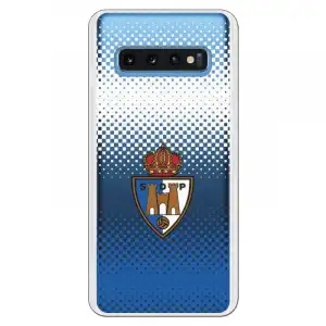 Funda Oficial Escudo S.d. Ponferradina Trama Blanco Y Azul Clear Para Samsung Galaxy S10 Plus