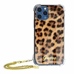 Funda Para Iphone 12 Pro Max De Apple Con Cadena Con De Leopardo Guess - Naranja