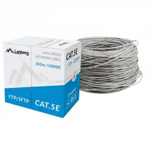 Lanberg Bobina Cable de Red RJ45 Cat.5E FTP Rígido CU 305m Gris