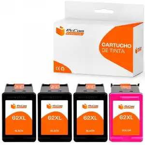 Pccom Essential HP 62XL Cartucho Tinta Compatible Negro/Tricolor Pack 4