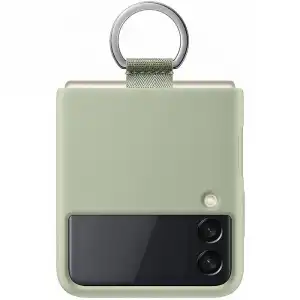 Samsung Silicone Cover Funda con Anillo Verde Oliva para Samsung Galaxy Z Flip 3