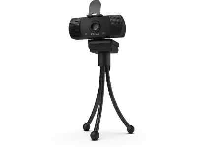 Webcam - Krom Kam, Full HD, 30 FPS, Con micrófono, Ángulo 110º, Para Mac/Windows/Android/Linux, Negro