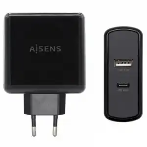 Aisens ASCH-2PD45A-BK Cargador de Pared USB 3.0/USB-C 57W Negro