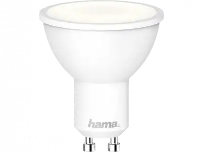 Bombilla inteligente - Hama GU10, WiFi, Luz regulable, 4.5 W, Compatible con Alexa y Google Assistant, Blanco