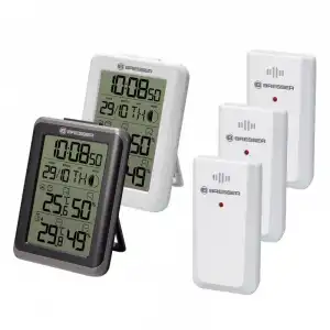 Bresser MyClimate Set 2 Relojes con Termómetro/Higrómetro + 3 Sensores Externos