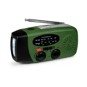 THOMSON - Radio Linterna Emergencia IPX3 Carga Solar/Dinamo/USB-C.