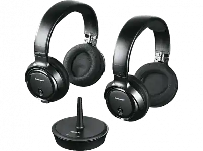 Auriculares inalámbricos - Thomson WHP 3203 D, De diadema, Con/ sin cable, Hasta 8 horas, Negro