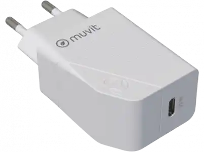 Cargador - muvit MCACC0014, USB-C, 30W, Carga rápida, Blanco