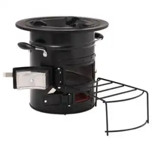 Cocina De Leña Para Camping Acero Negro 50x33,5x30,5 Cm Vidaxl