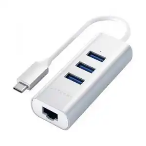 Hub Usb C A 3x Usb Et Ethernet Diseño Compacto Satechi Plateado