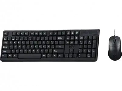 Pack Teclado + Ratón - ISY IDE-2000-ES, Con cable, USB, QWERTY Español, Negro