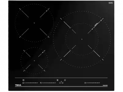 Placa inducción - Teka ITC 63320 MSS BK, 3 zonas, Zona grande 32 cm, paellera XL, 60 Negro